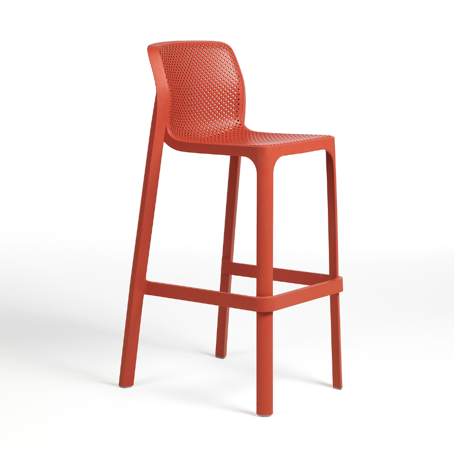 NARDI NET STOOL Piros modern Műanyag kültéri bárszék