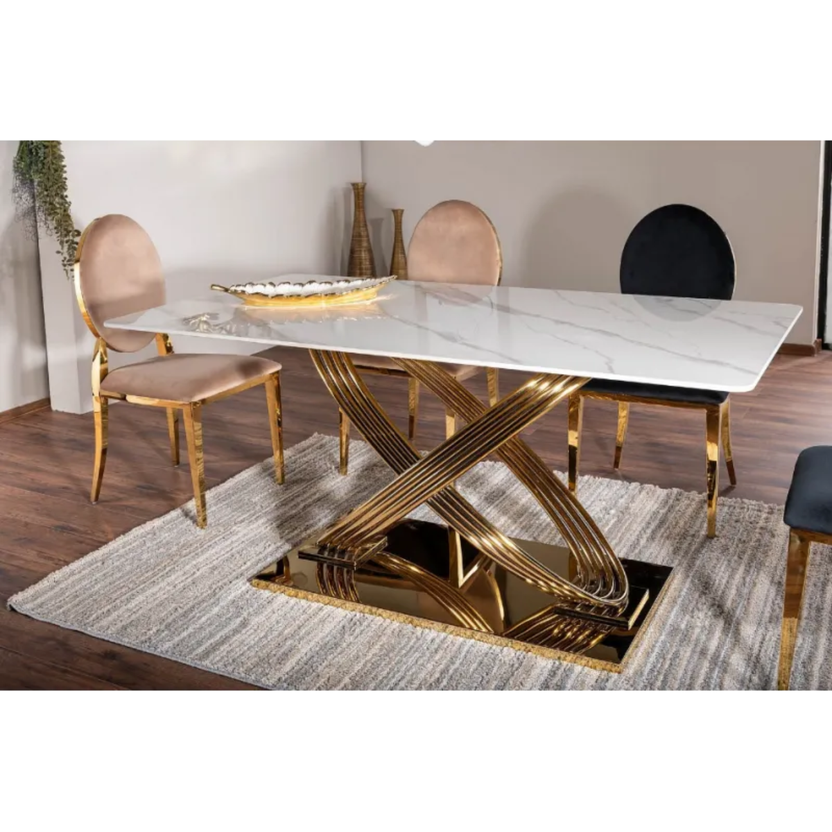 Indoor fixed dining table