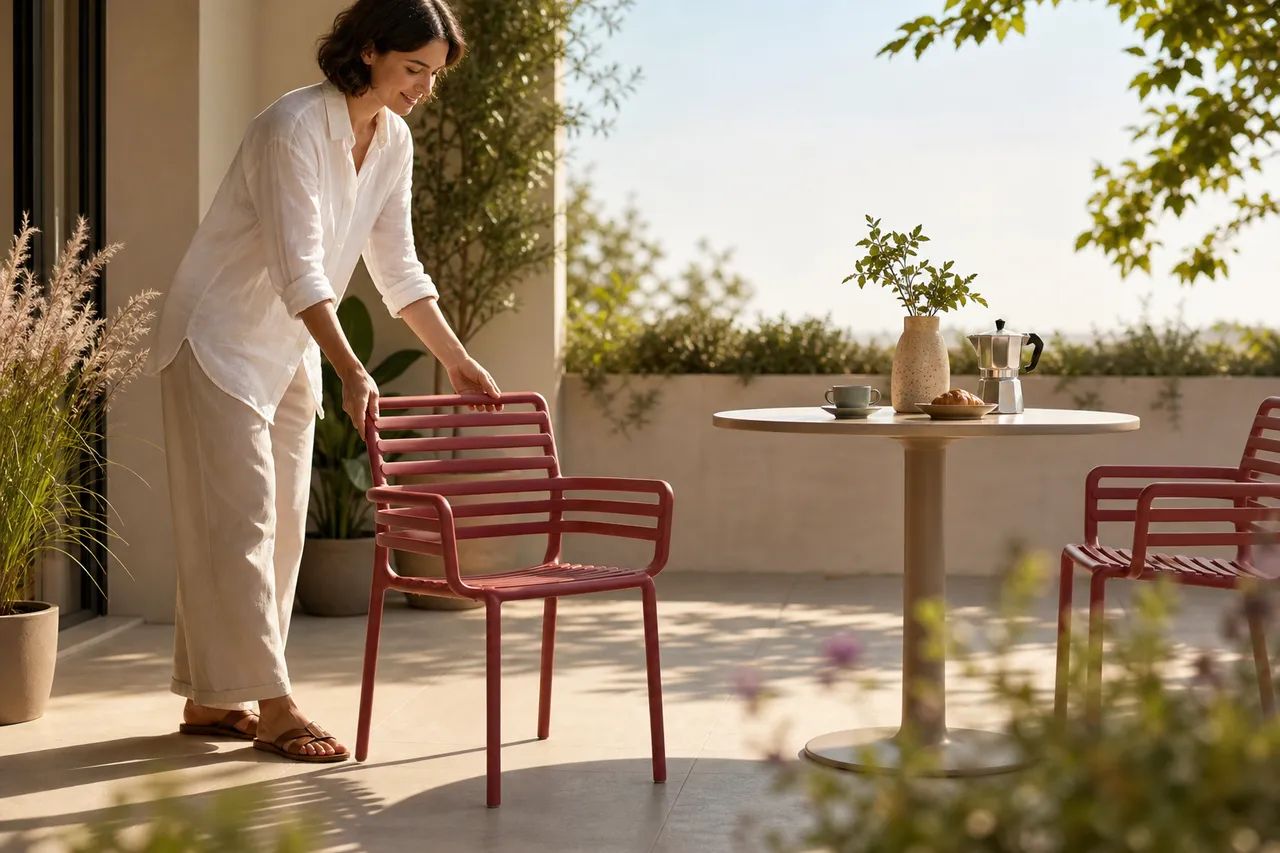 Sun-ready, easy-to-move terrace seating
