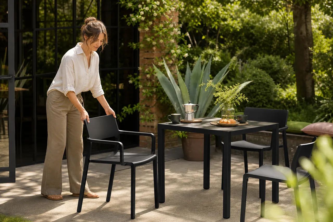 Easy order on a sunlit terrace