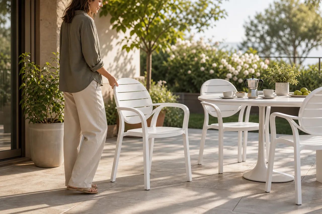 Easy outdoor order on a sunny terrace