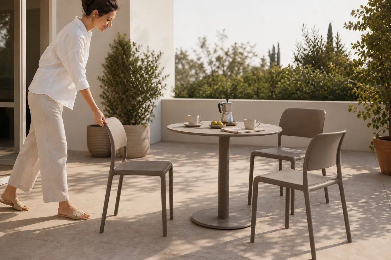 Sun-ready seating for an easy-moving terrace