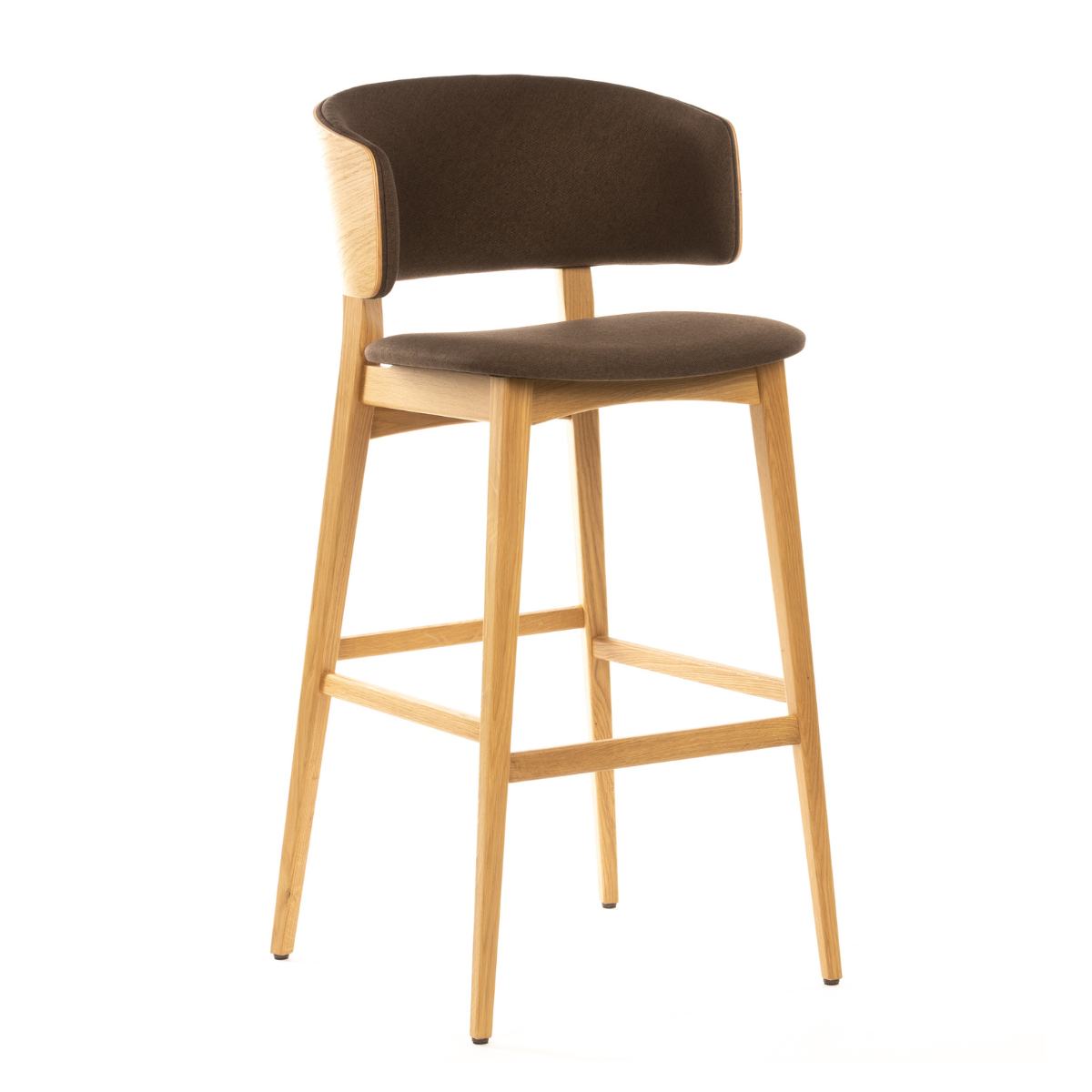 AT LUCY Brown, Natural classic Wooden indoor bar stool