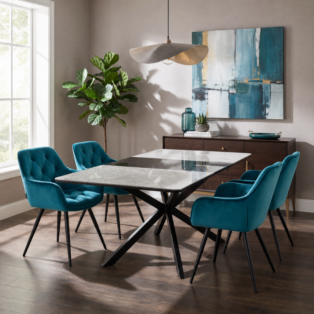 DL FELIX / DL CHERRY Turquoise elegant Indoor dining set
