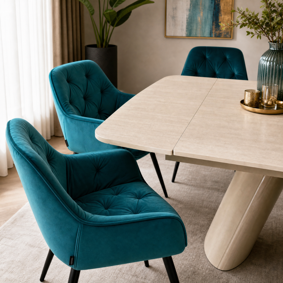 DL CHARLOTTE / DL CHERRY 6db Turquoise elegant Indoor dining set