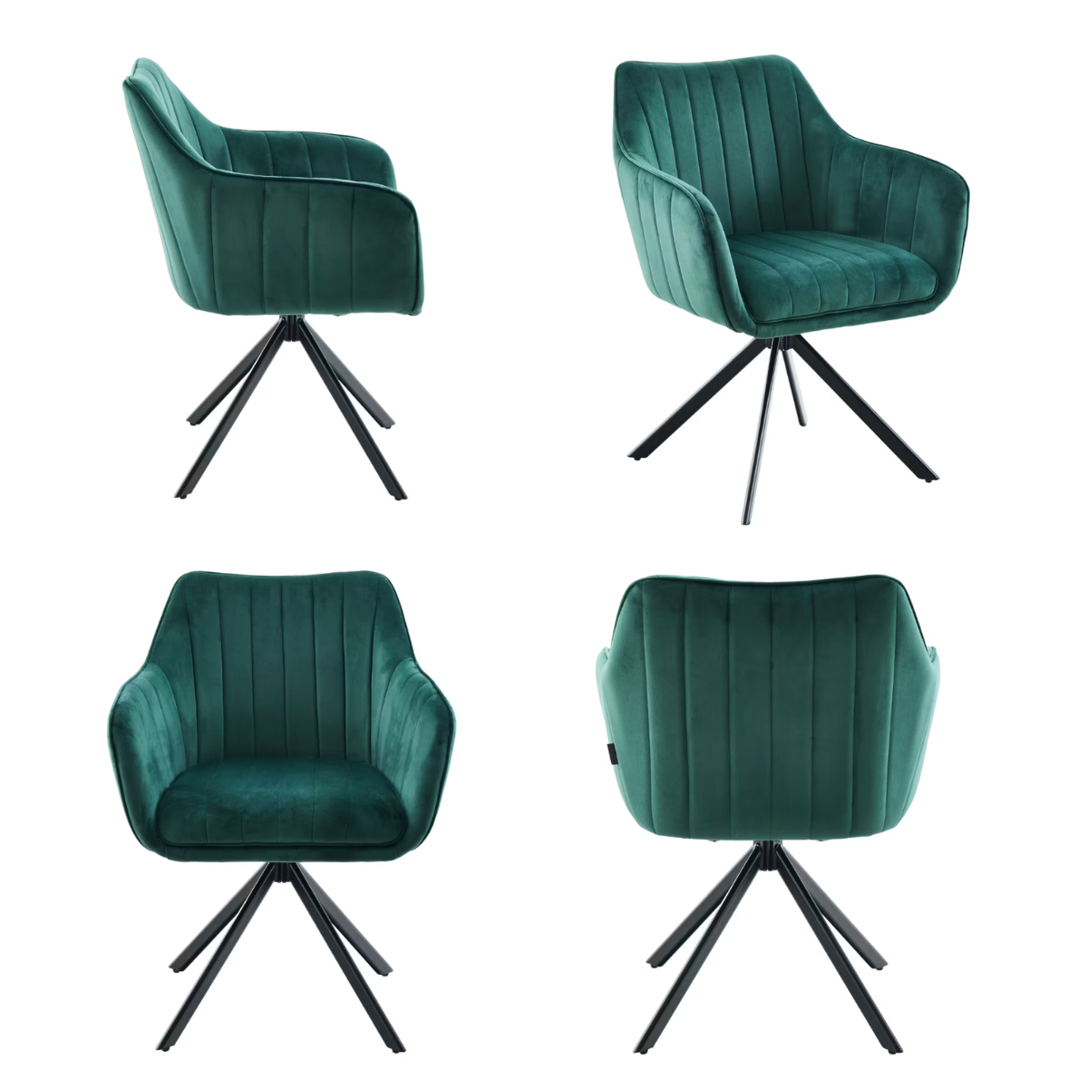 DL CHARLOTTE Black / DL ZALIA Green 6db elegant Indoor dining set