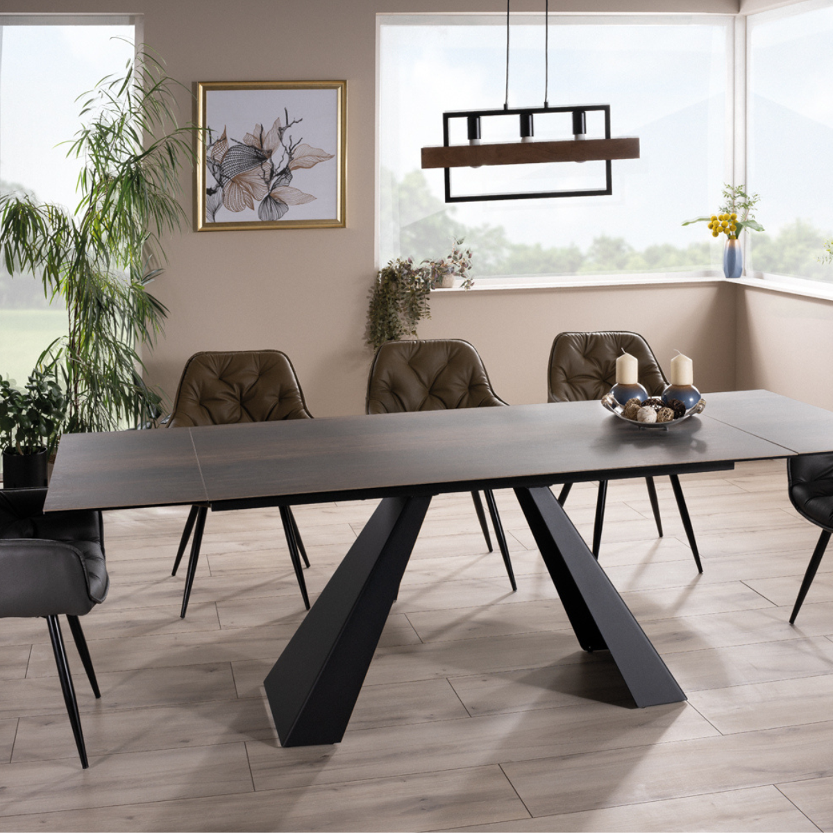 SI ALDO Black design Indoor extendable dining table