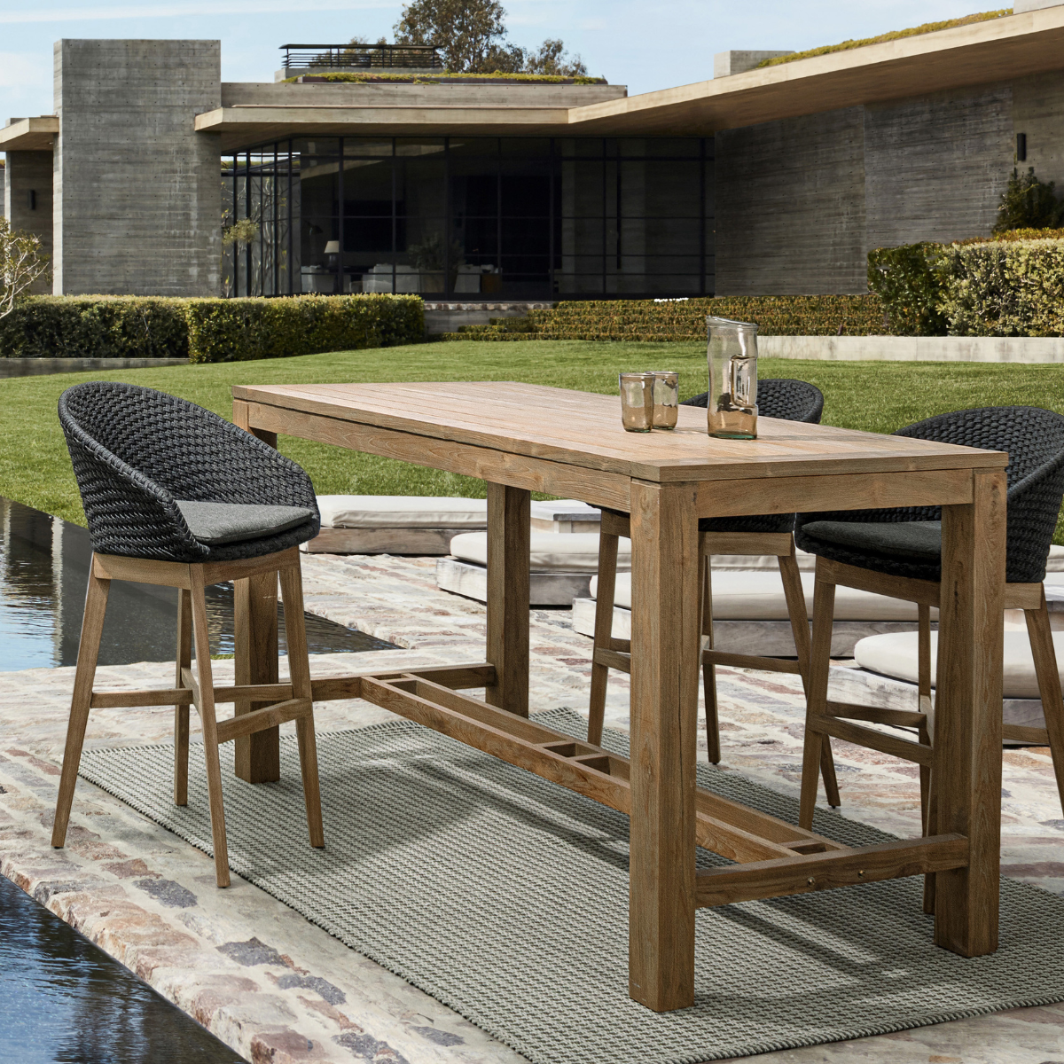 BT ZALUMA Grey elegant Synthetic rattan bar stools