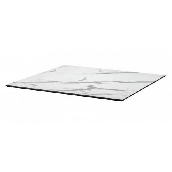 LS COMPACT WHITE MARBLE 70x70 White elegant HPL (Compact) indoor tabletops
