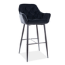 SI CHERRY VELVET 105 Black design Indoor upholstered bar stool